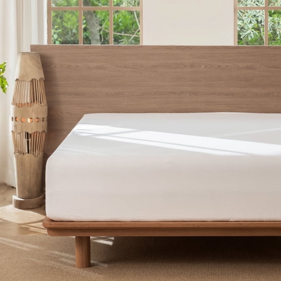 MooMee 100% Washed Cotton King Fitted Sheet Only Linen Like Textured Extra-Deep Pocket Breathable Soft 1-Piece(Off White, 78"x80")