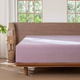 thumbnail image 1 of MooMee 100% Washed Cotton Queen Fitted Sheet Only Linen Like Textured Extra-Deep Pocket Breathable Soft 1-Piece(Light Purple), 1 of 7