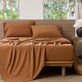 thumbnail image 1 of MooMee 100% Washed Cotton Sheet Set King Linen Like Textured Breathable Durable Soft Comfy 4pcs (Dark Orange), 1 of 6