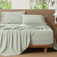 thumbnail image 1 of MooMee 100% Washed Cotton Sheet Set King Linen Like Textured Breathable Durable Soft Comfy 4pcs (Sage Green), 1 of 6