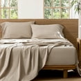 thumbnail image 1 of MooMee 100% Washed Cotton Sheet Set King Linen Like Textured Breathable Durable Soft Comfy 4pcs (Taupe), 1 of 6