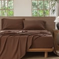 thumbnail image 1 of MooMee 100% Washed Cotton Sheet Set Queen Linen Like Textured Breathable Durable Soft Comfy 4pcs (Cocoa Brown), 1 of 6