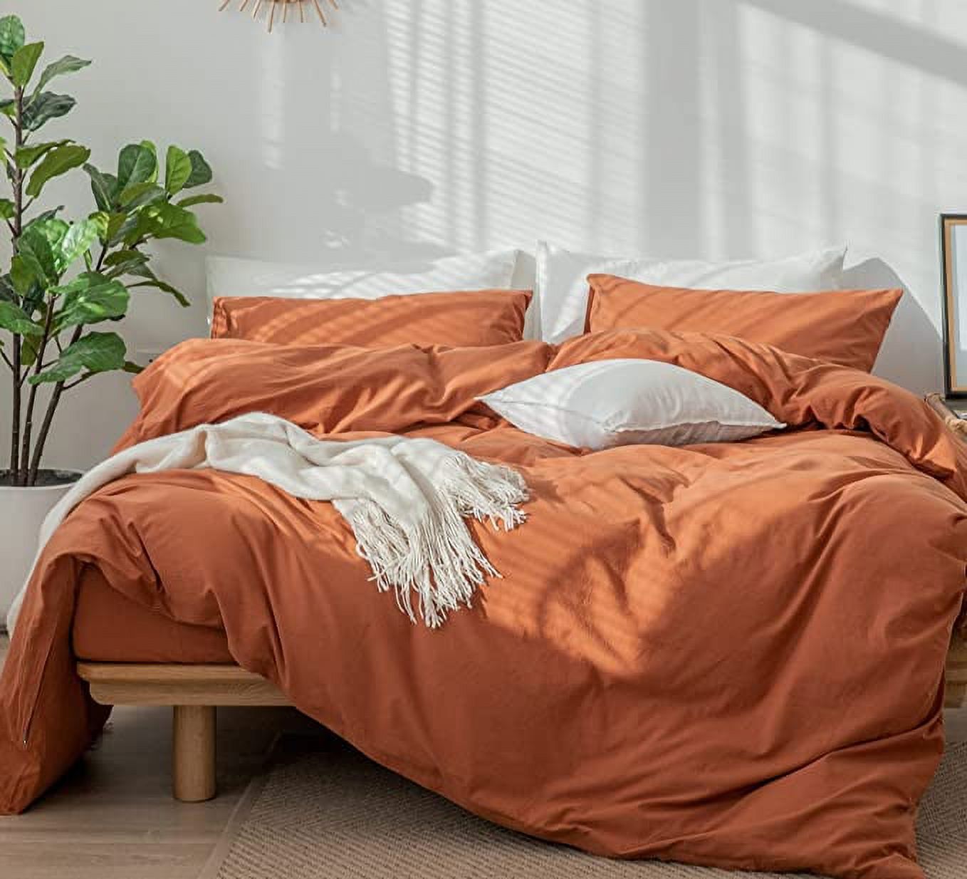 MooMee Bedding Duvet Cover Set 100 Washed Cotton Linen Like Textured