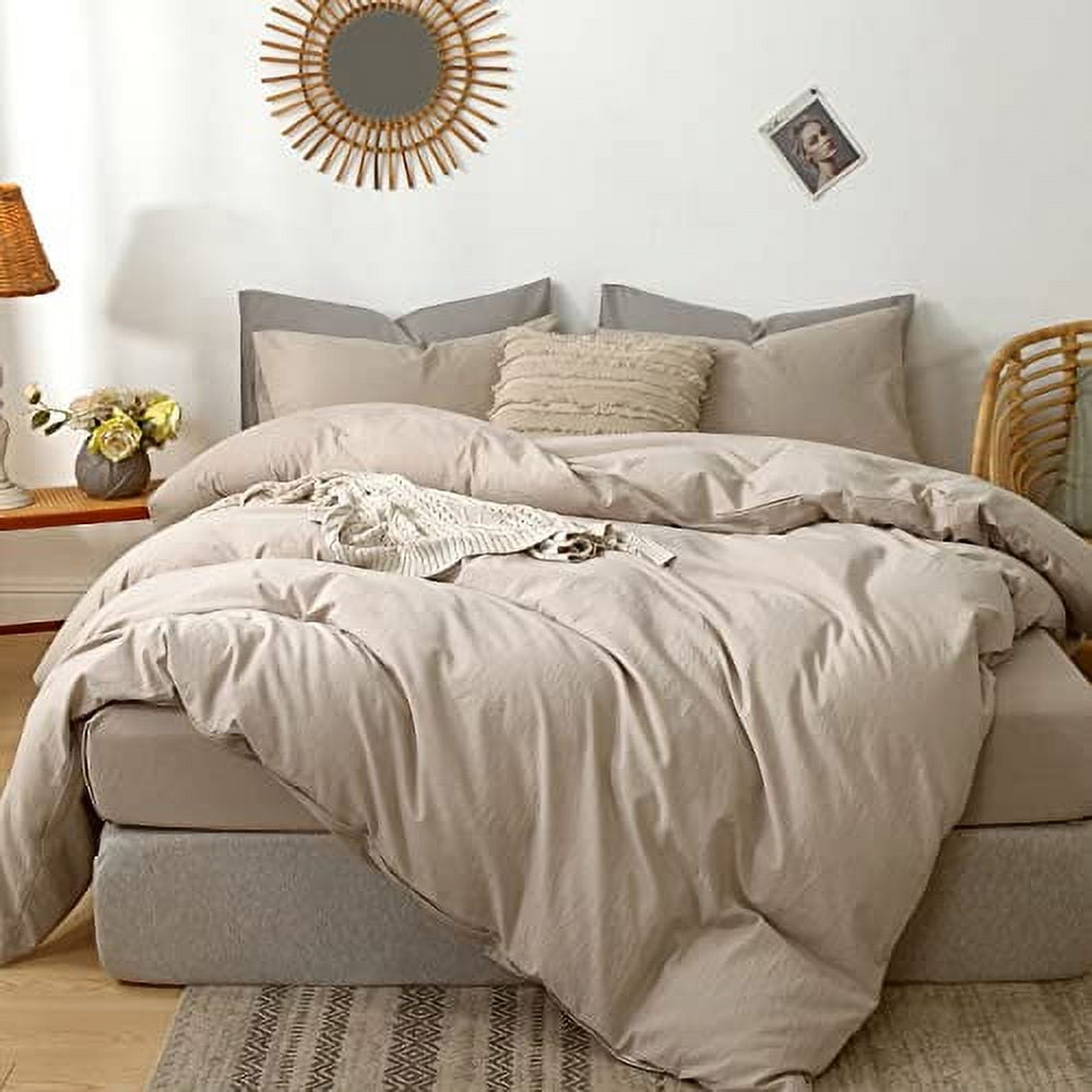 MooMee Bedding Duvet Cover Set 100% Washed Cotton Linen Like
