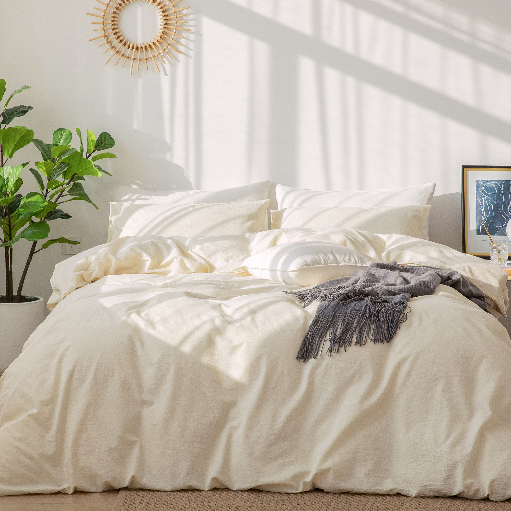 SAPHREAS King Size Blue Striped Duvet Cover Set - 100% Cotton, 3 Piece Set With 2 Pillow Shams