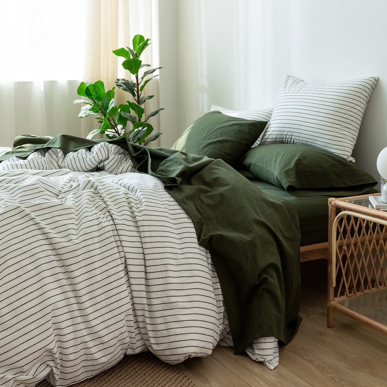 King Forest Green Cotton Sheet Set with Print