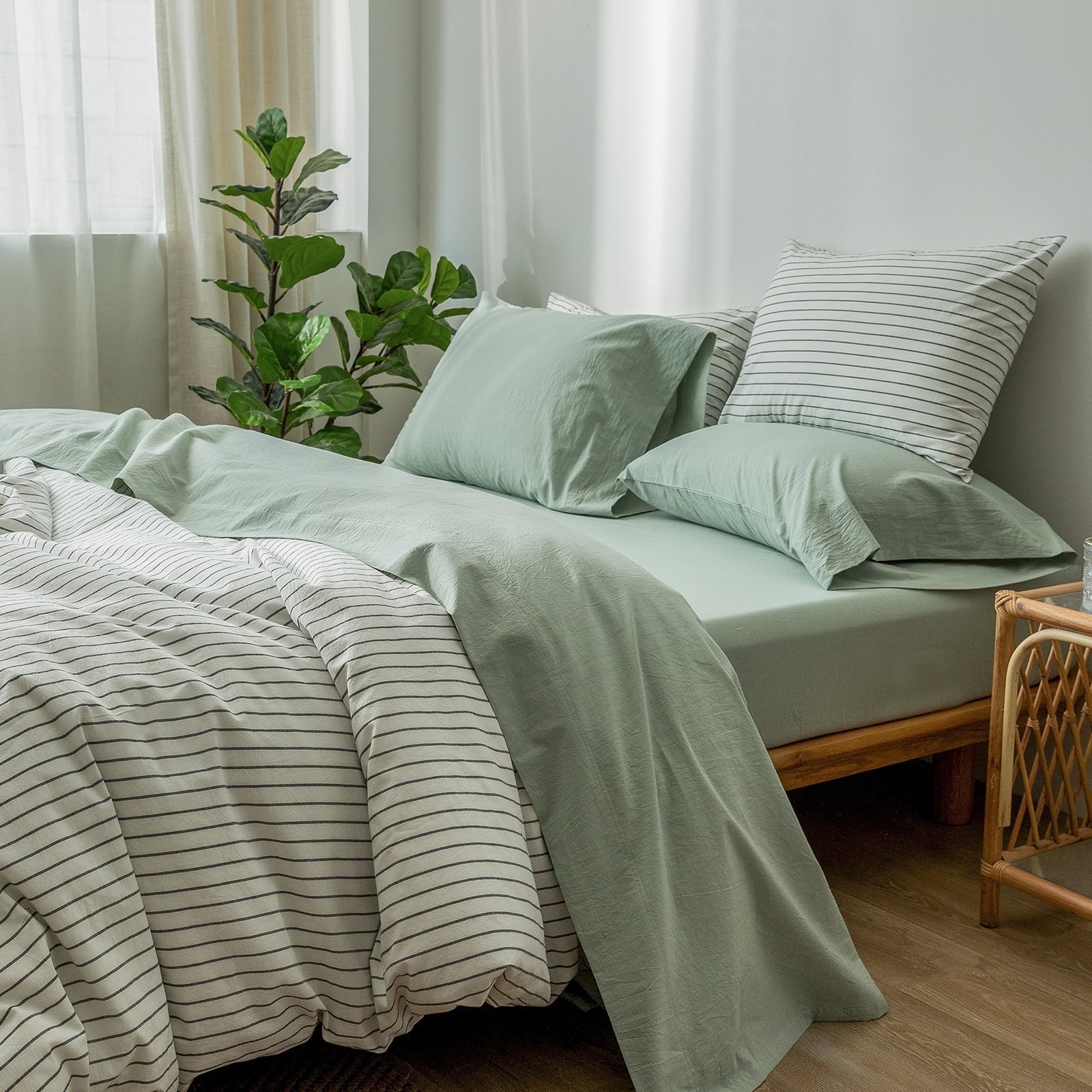 King Forest Green Cotton Sheet Set with Print