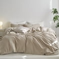 thumbnail image 1 of MooMee Duvet Cover Set Cal-King 100% Washed Cotton Twill Ultra-Soft Breathable Linen Like 3-Piece (Tannish Linen Grey, 104"x98"), 1 of 6
