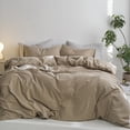 thumbnail image 1 of MooMee Duvet Cover Set Queen 100% Washed Cotton Twill Ultra-Soft Breathable Linen Like 3-Piece (Mocha Brown, 90"x90"), 1 of 6