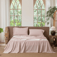 thumbnail image 1 of MooMee Flat Sheet Only 100% Washed Cotton Linen Like Textured Breathable Lightweight (Greyish Pink, Queen 90" x 102"), 1 of 5