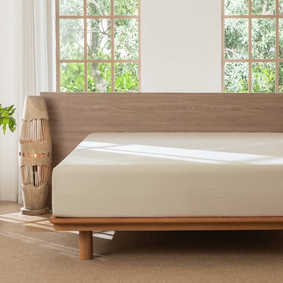 MooMee 100% Washed Cotton Queen Fitted Sheet Only Linen Like Textured Extra-Deep Pocket Breathable Soft 1-Piece(Almond Milk Grey, 60"x80")