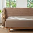 thumbnail image 1 of MooMee 100% Washed Cotton Queen Fitted Sheet Only Linen Like Textured Extra-Deep Pocket Breathable Soft 1-Piece(Brown, 60" x 80"), 1 of 6