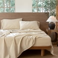 thumbnail image 1 of MooMee 100% Washed Cotton Sheet Set King Linen Like Textured Breathable Durable Soft Comfy 4pcs (Almond Milk Grey), 1 of 6