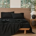 thumbnail image 1 of MooMee 100% Washed Cotton Sheet Set Queen Linen Like Textured Breathable Durable Soft Comfy 4pcs (Black), 1 of 6