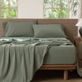 thumbnail image 1 of MooMee 100% Washed Cotton Sheet Set King Linen Like Textured Breathable Durable Soft Comfy 4pcs (Heathered Green), 1 of 6