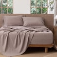 thumbnail image 1 of MooMee 100% Washed Cotton Sheet Set Queen Linen Like Textured Breathable Durable Soft Comfy 4pcs (Mauve Brown), 1 of 6