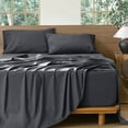 thumbnail image 1 of MooMee 100% Washed Cotton Sheet Set King Linen Like Textured Breathable Durable Soft Comfy 4pcs (Solid Deep Grey), 1 of 6