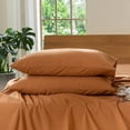 thumbnail image 1 of MooMee Pillowcases 100% Washed Cotton Linen Like Textured Envelope Closure Set of 2 (Burnt Orange, Standard), 1 of 5