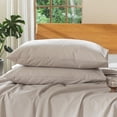 thumbnail image 1 of MooMee Pillowcases 100% Washed Cotton Linen Like Textured Envelope Closure Set of 2 (Cream Grey, King), 1 of 4
