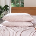 thumbnail image 1 of MooMee Pillowcases 100% Washed Cotton Linen Like Textured Envelope Closure Set of 2 (Grayish Pink, Queen), 1 of 5