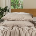 thumbnail image 1 of MooMee Pillowcases 100% Washed Cotton Linen Like Textured Envelope Closure Set of 2 (Taupe, King), 1 of 4