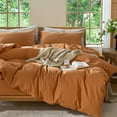 thumbnail image 1 of MooMee 100% Washed Cotton Duvet Cover Set Queen Linen Like Textured Breathable Lightweight 3-Piece (Burnt Orange, 90"x90"), 1 of 8