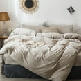 thumbnail image 1 of MooMee Duvet Cover Set Twin 100% Washed Cotton Linen Like Textured Breathable Soft 2-Piece (Tannish Linen Grey, 68"x90"), 1 of 9