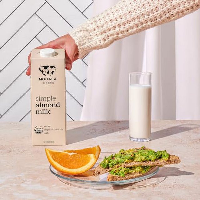 Mooala Organic Simple Almond Milk, 32oz 3 Ingredient, Shelf Stable