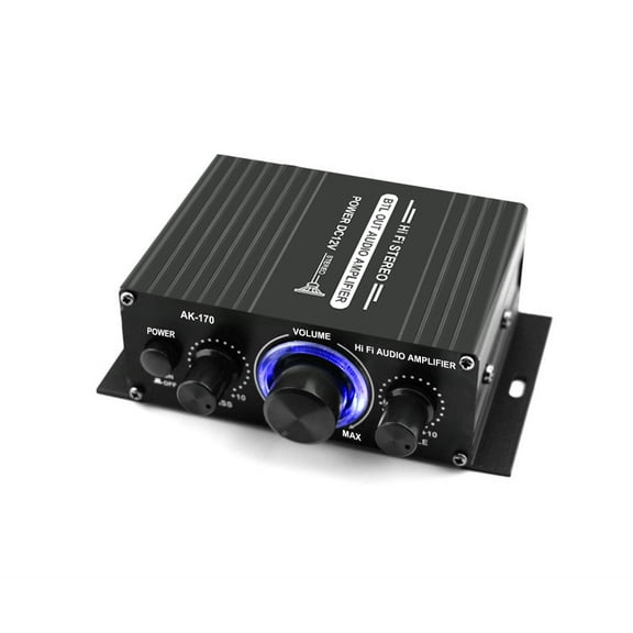 Moobody Amplifier AK170 12V Audio Receiver AMP 20W+20W Bass Treble Volume Control for Car Home Use