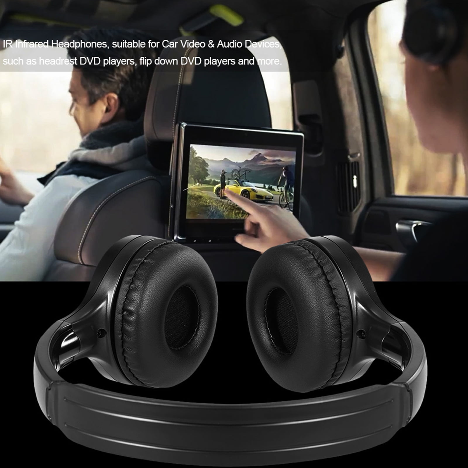 Moobody IR Infrared Wireless Car Headphones Stereo Headset Wired
