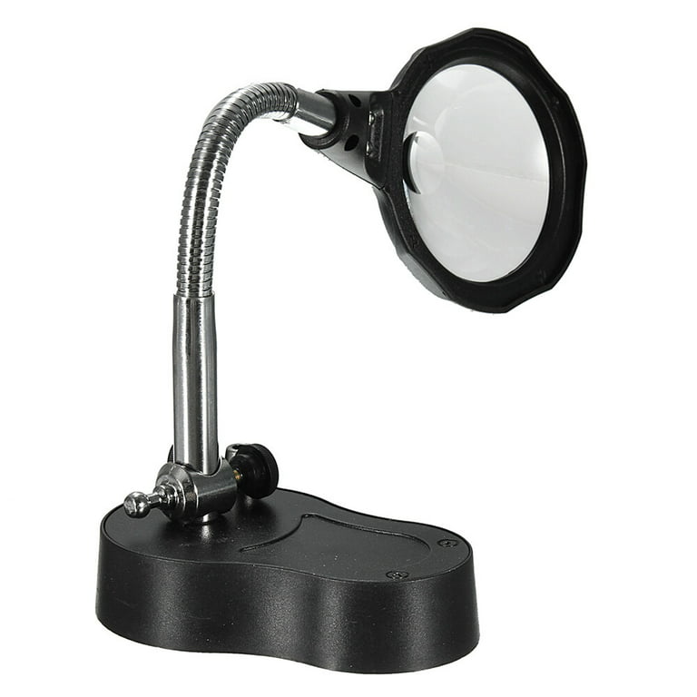 Kirkas Magnifying Glass with Light and Stand, 10x Real Glass 2-in-1 Desk Lamp & Clamp, 3 Color Modes Stepless Dimmable, LED Lighted Magnifier with