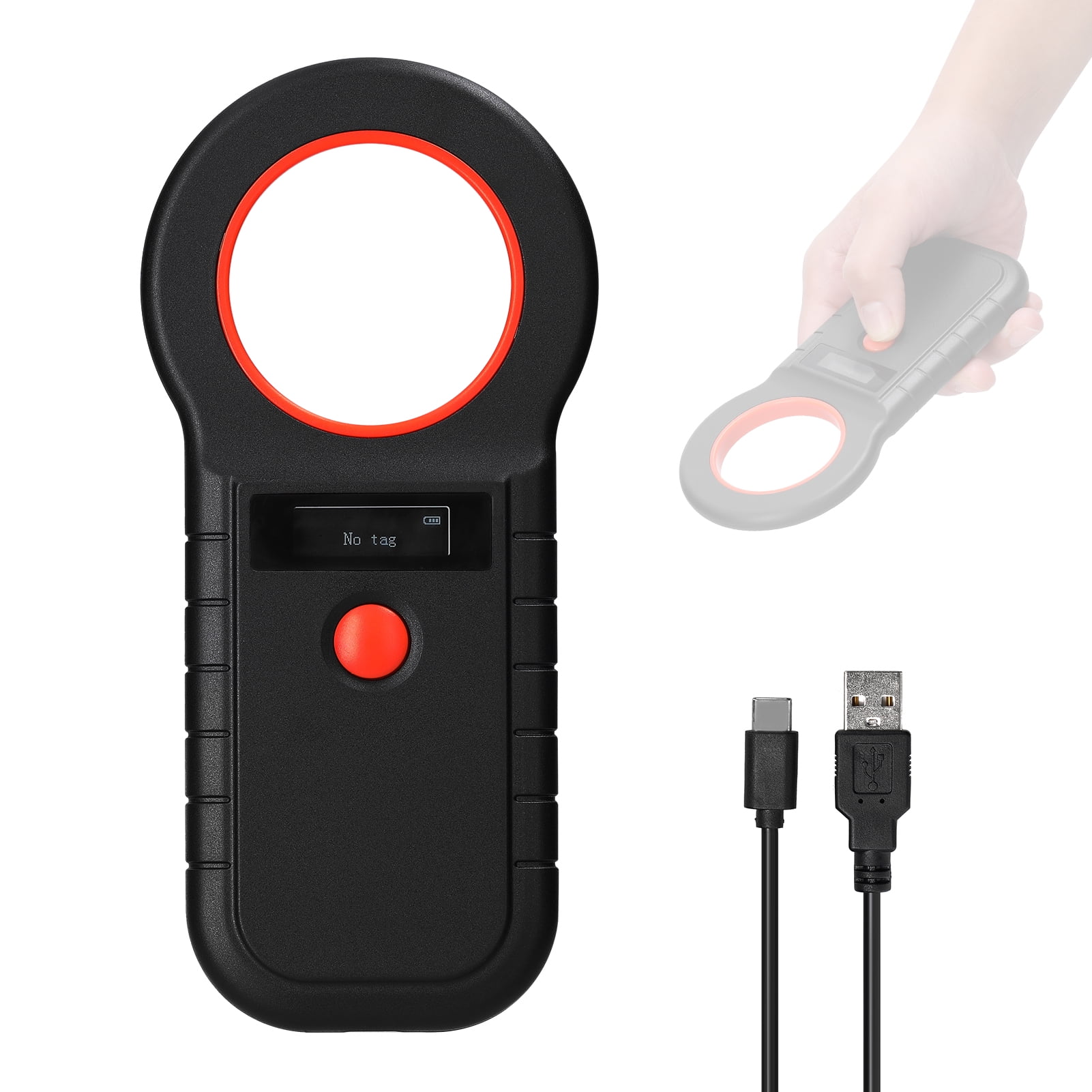 Moobody Rechargeable Animal Tags Scanner with OLED Display Pet Microchip Reader Scanner for Animal Management