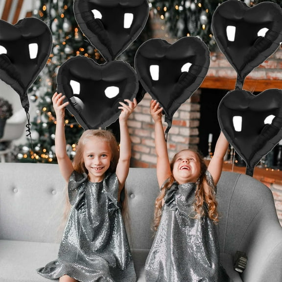 Moocorvic 10 Pcs Heart Shaped Black Foil Balloons, for Anniversary Wedding Engagement Birthday Party Valentines Day Decorations
