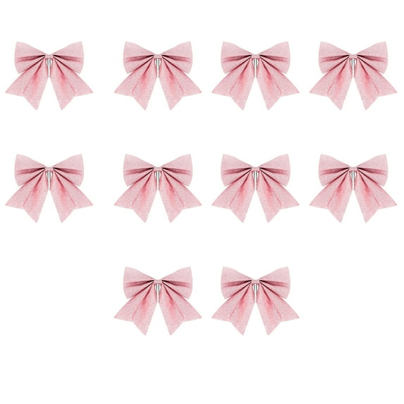 Moocorvic 10Pcs Glitter Pink Bows for Christmas Tree Hanging Decoration, Gift Wraping