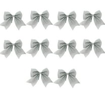Moocorvic 10Pcs Glitter Silver Bows for Christmas Tree Hanging Decoration, Gift Wraping