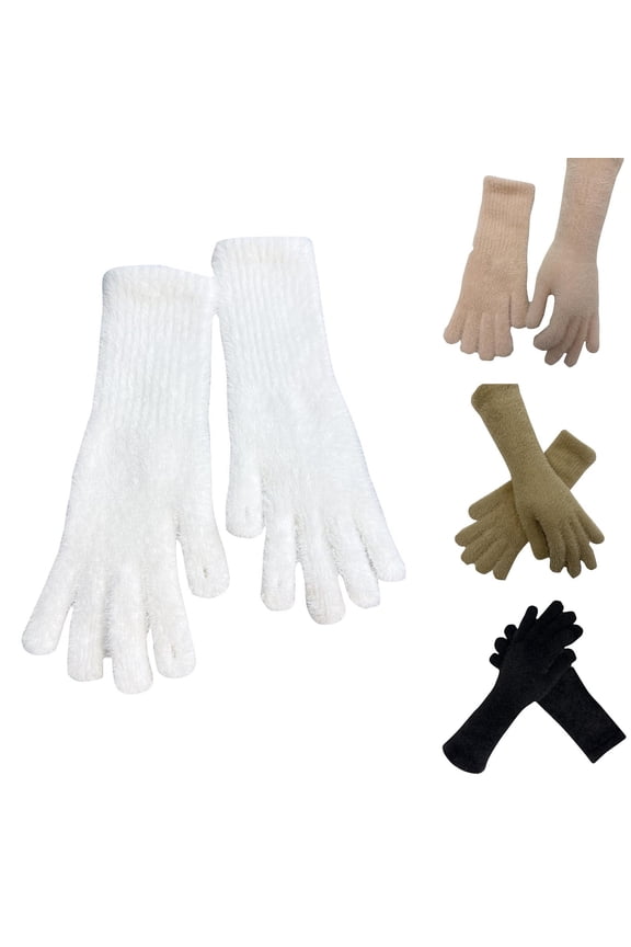 12 Inch Long Plush Gloves, Arm Warmers Full Finger Winter Gloves for Women