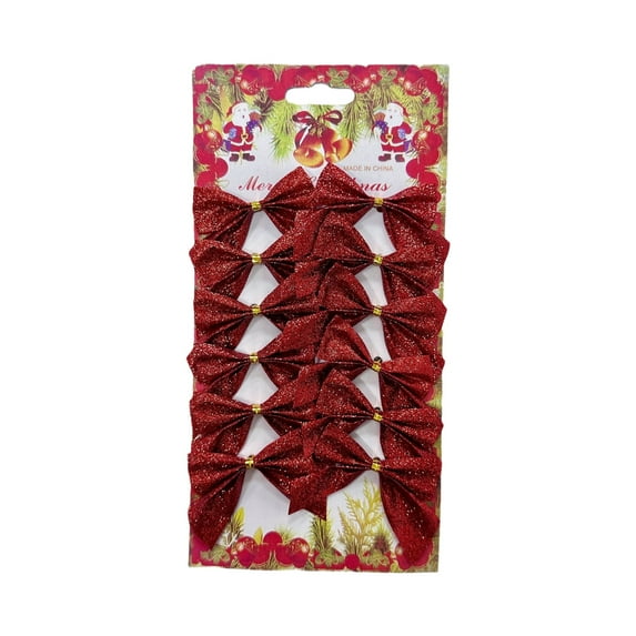Moocorvic 12 Pcs Christmas Bows Mini Bowknot for Christmas Tree Hanging Decoration,Red