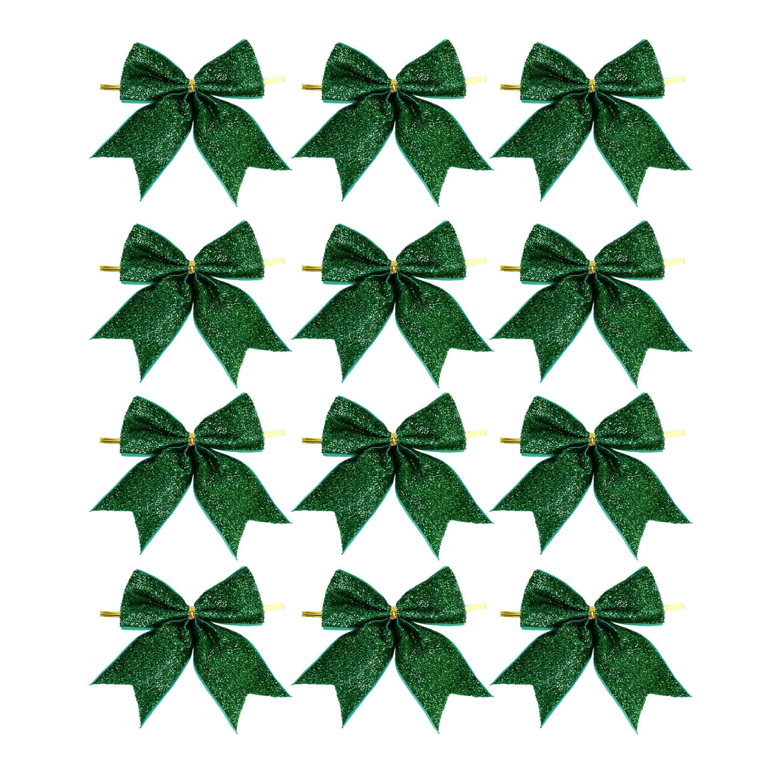 Moocorvic 12 Pcs Green Glitter Bows for Christmas Tree Decorations ...