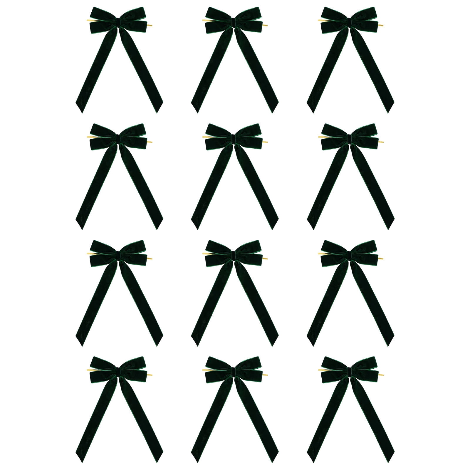 Moocorvic 12Pcs Green Velvet Ribbon Bows for Christmas Tree Decorations ...