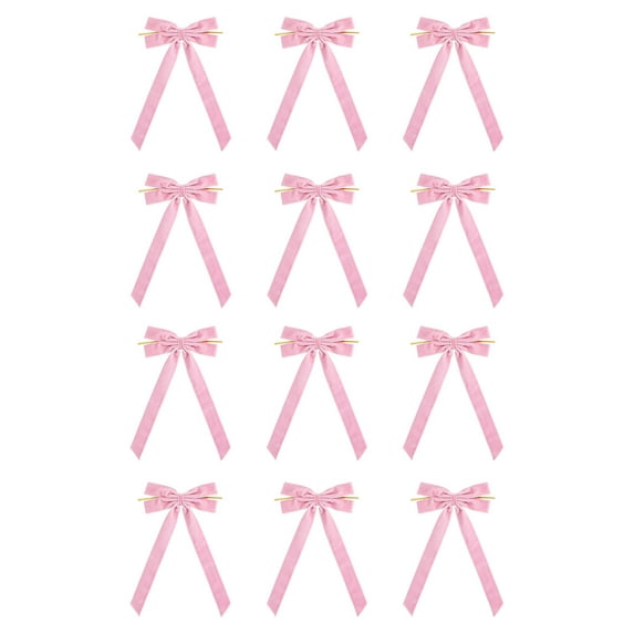Moocorvic 12Pcs Pink Velvet Ribbon Bows for Christmas Tree Decorations 26cm/10.24 Inch, for Garland, Wreath, Fireplace, Door, Gift Wrapping, Holiday Decor