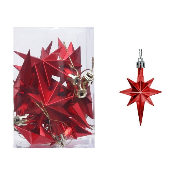 Moocorvic 12Pcs Shatterproof Christmas Ornaments, Octagonal Star Christmas Ornament for Christmas Tree Plastic Hanging Christmas Tree Gift Decor for Xmas
