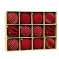thumbnail image 1 of Moocorvic 12Pcs Velvet Red Christmas Tree Ornaments Balls, Glitter Flocked Hanging Ball Ornaments for Xmas Trees Holiday Wedding Party Decor, 1 of 7