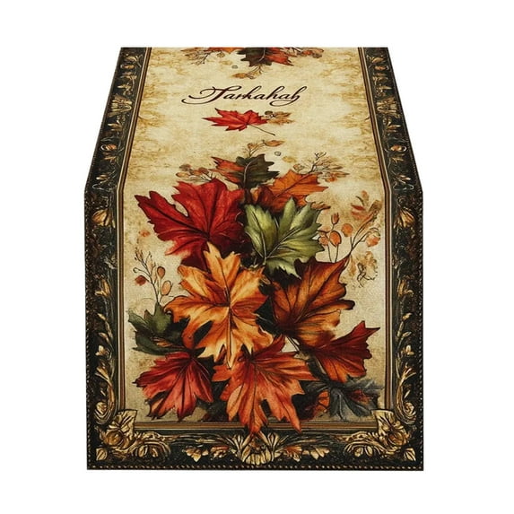 Moocorvic 13x72 Inch Fall Decor Table Runner, Waterproof Pumpkin Maple Leaf Print for Dining Table, Thanksgiving Kitchen Decor