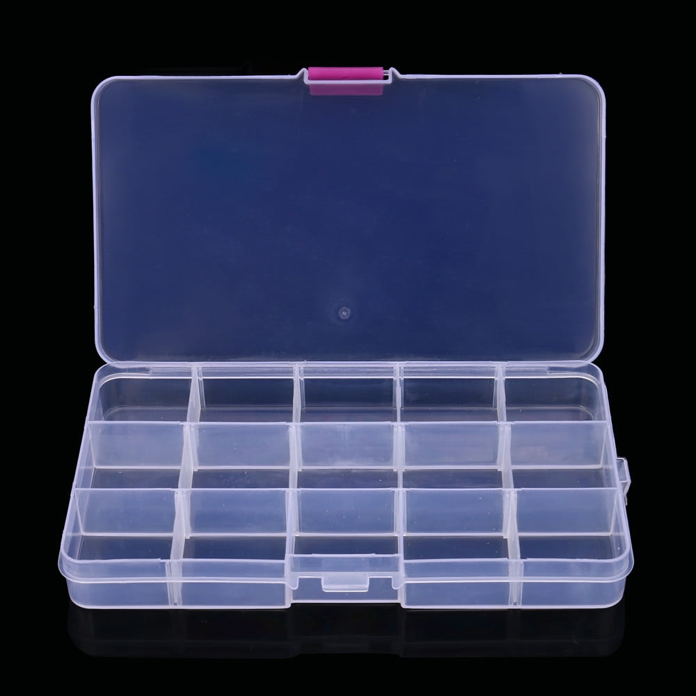 Moocorvic 15 Grids Clear Plastic Organizer Box Container Tackle Box