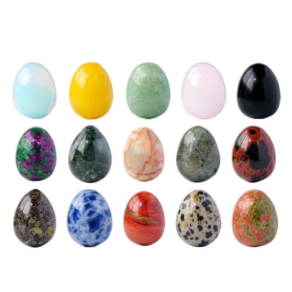 Moocorvic 15 Pieces Crystal Stones Egg Set, Easter Decorations, Easter Basket Stuffers,Party Favor,Classic Color
