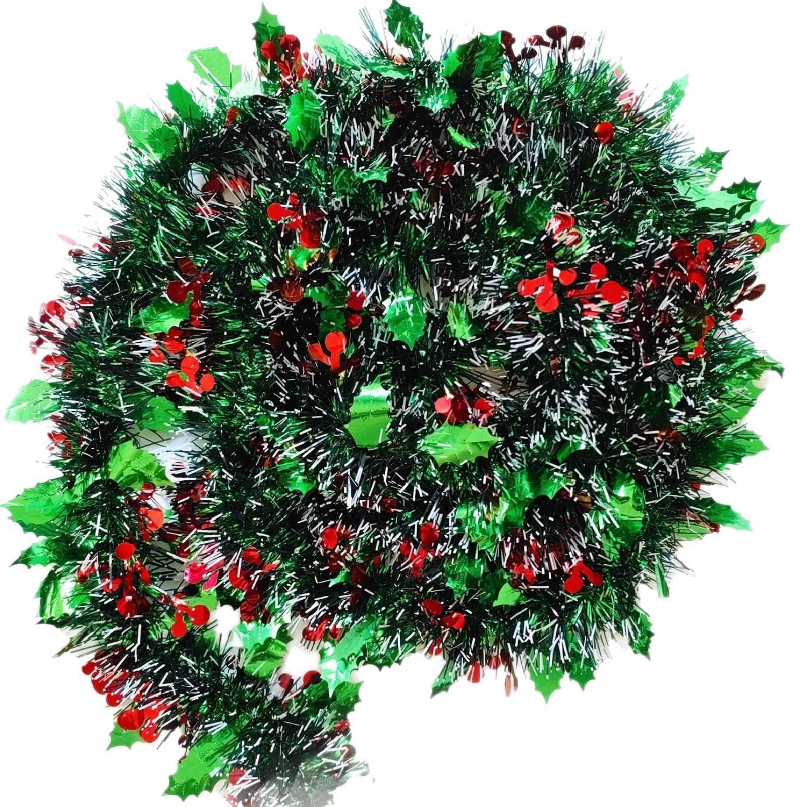 Moocorvic 16.4 FT Christmas Garland Xmas Tree Decorations, Green Artificial Tinsel Garland for Indoor & Outdoor Home Decor