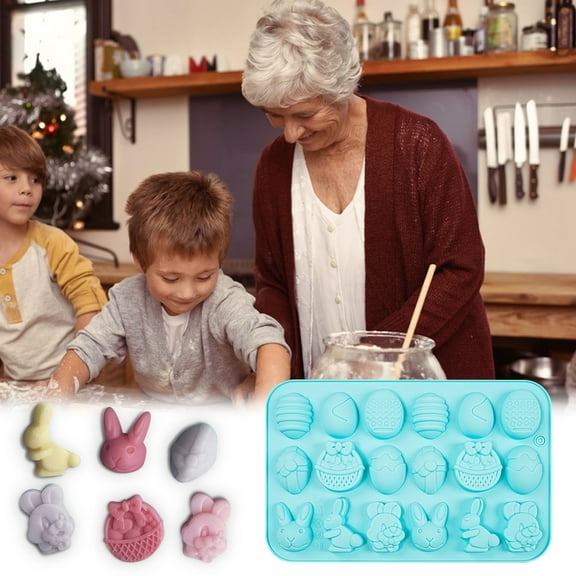Moocorvic 18 Cavity Silicone Easter Eggs Chocolate Mold Egg Shape Easter Bunny Ice Tray Baking Supplies for Cake Decoration, Candy