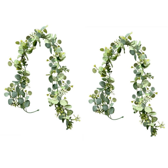 Moocorvic 2 Pack 5.9ft Artificial Greenery Eucalyptus Garland, Spring Garland Wreath Vines Decorations for Table Home Wedding Mantle Party Decor