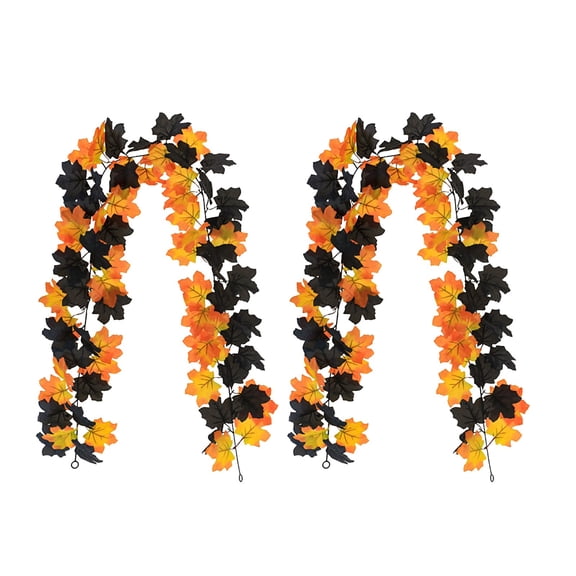 Moocorvic 2 Pack Artificial Fall Garland 6.56 5.74 5.6 FT Autumn Maple Leaf Vines for Thanksgiving & Halloween Decor, Door Hanging, Table Centerpiece, Fireplace Mantel