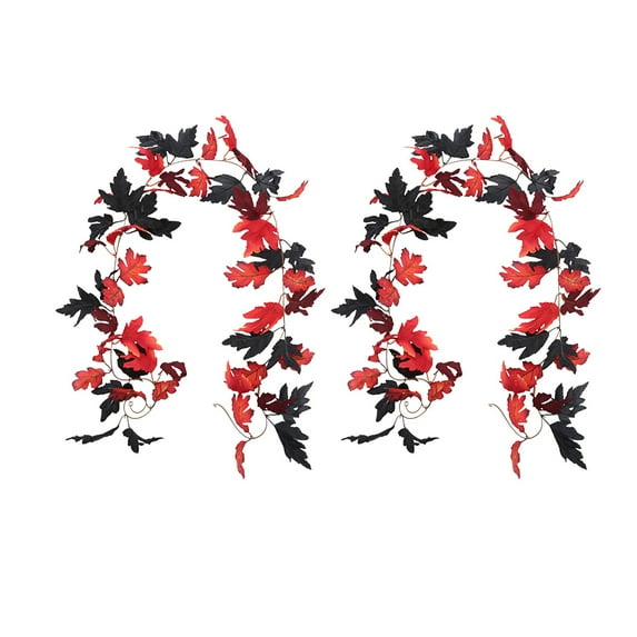 Moocorvic 2 Pack Artificial Fall Garland 6.56 5.74 5.6 FT Autumn Maple Leaf Vines for Thanksgiving & Halloween Decor, Door Hanging, Table Centerpiece, Fireplace Mantel